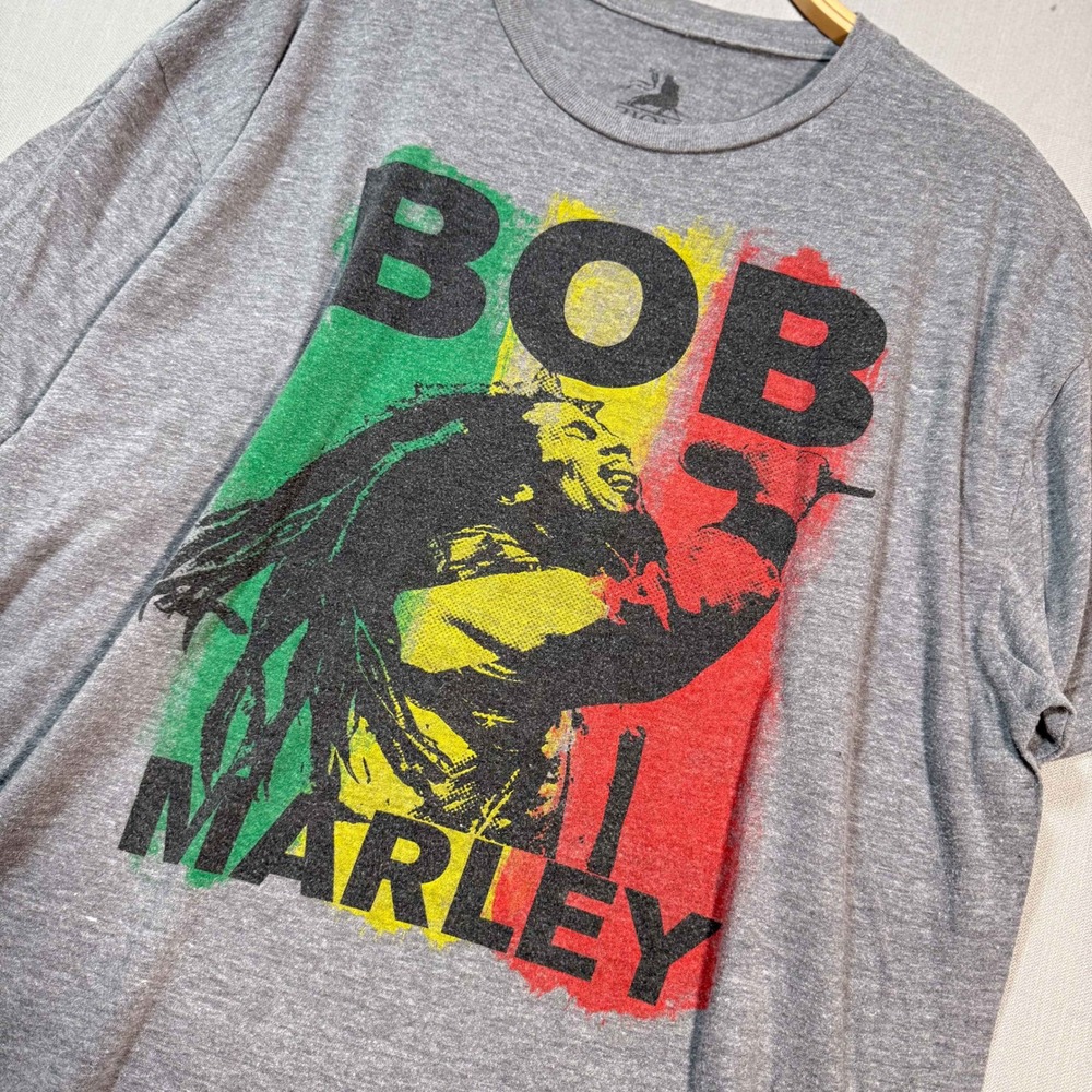 Bob Marley Zion Rootswear Graphic Tee Grey Heather Rasta XL Mens Shirt